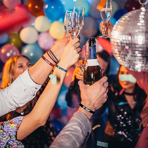 Miniatura 6 de Pulseras para eventos, pulseras personalizadas de 34 pulgadas, pulseras de papel personalizadas para fiestas con logotipo de texto, imagen impresa