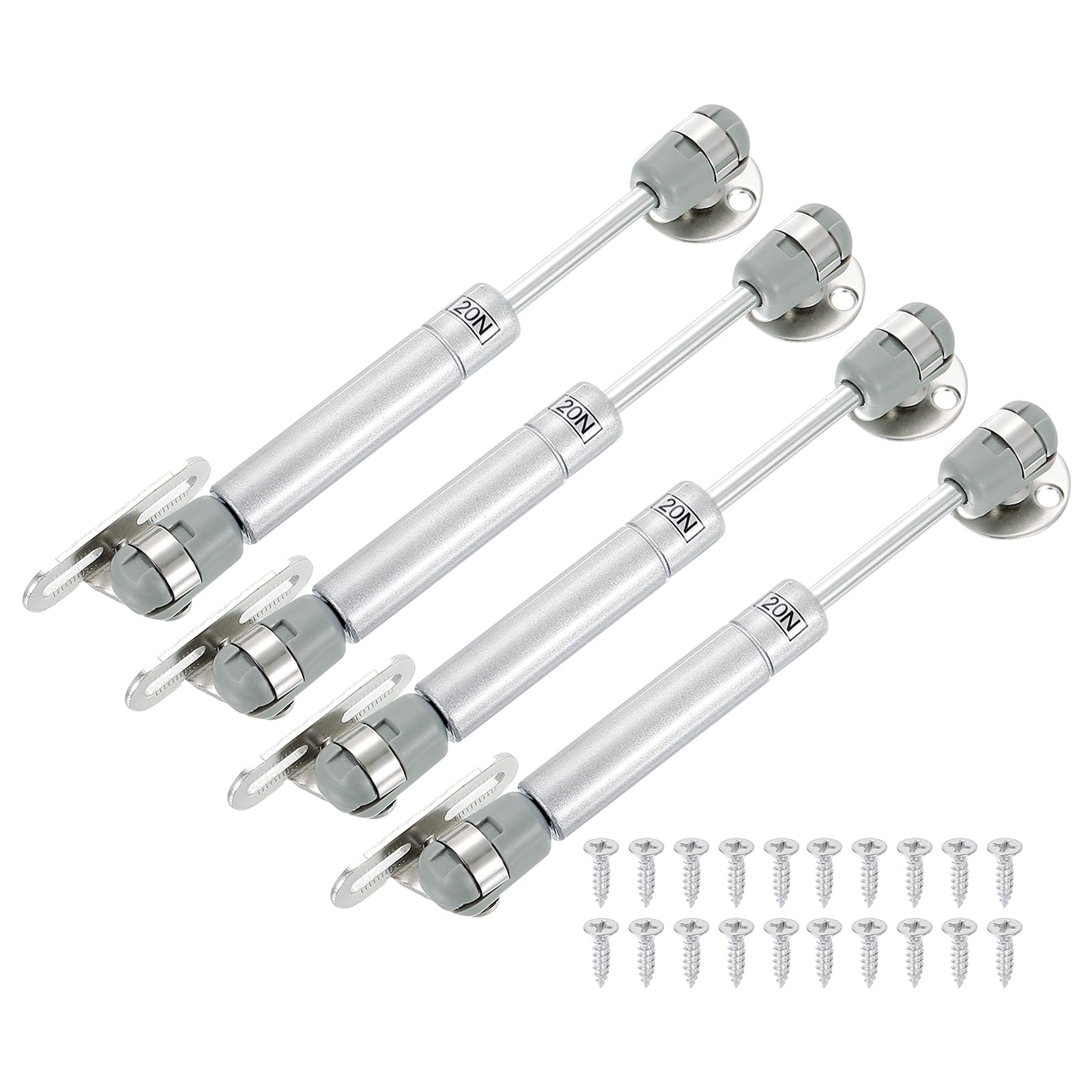 sourcing map 4Pcs Lid Support Hinges, 6 Inch 20N Gas Struts Soft Close Folding Lid Stay Hinges Lift Support Slow Lowering Pneumatic Lid Buffer for Cabinet Closet Wardrobe, Silver