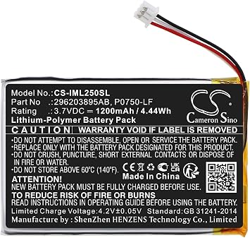 P0750-LF 296203895AB Battery 1200mAh Replacement for Ingenico Link 2500 P0750-LF 3.7V