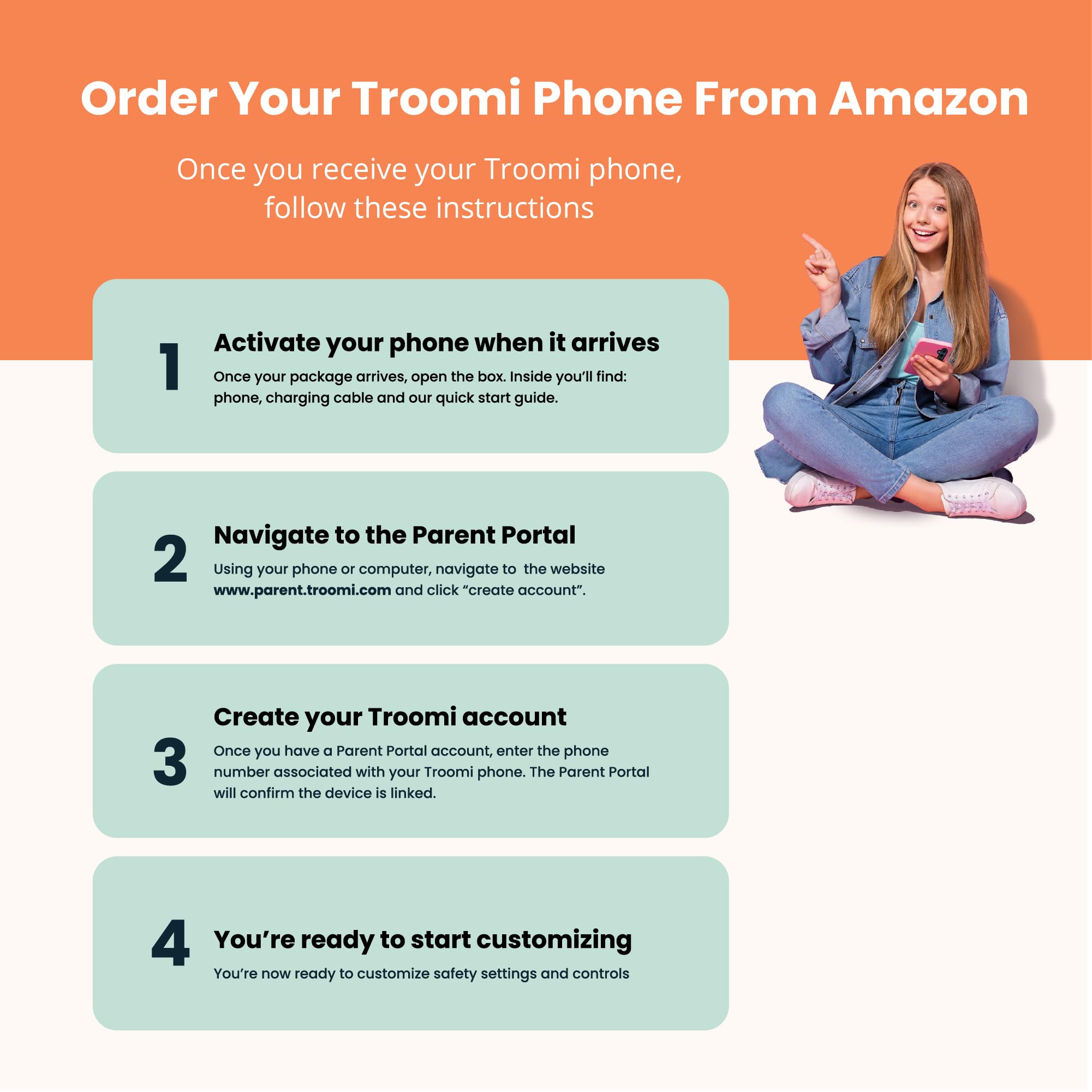 Phone for Kids and Teens – Galaxy A16 – Parental Controls, GPS Tracking, Text Monitoring & Content Filtering, 10,000+ Apps – Monthly Service and Activation with Troomi Required