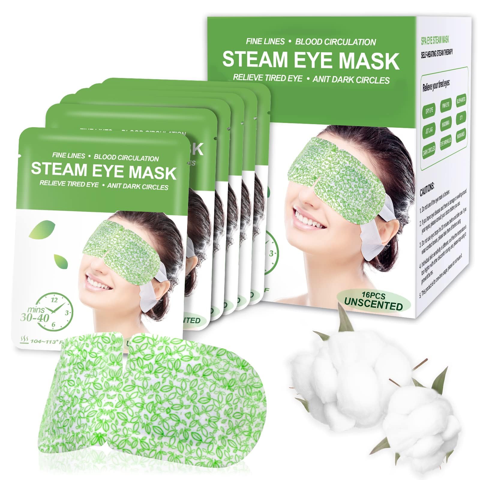 16PCS Self Heating Eye Mask for Dark Circles and Puffiness Soothing Headache Relief, Heated Eye Mask Steam Eye Masks for Sleeping,Puffy Eyes,Travel Essentials,Bedroom Accessories (Unscented)