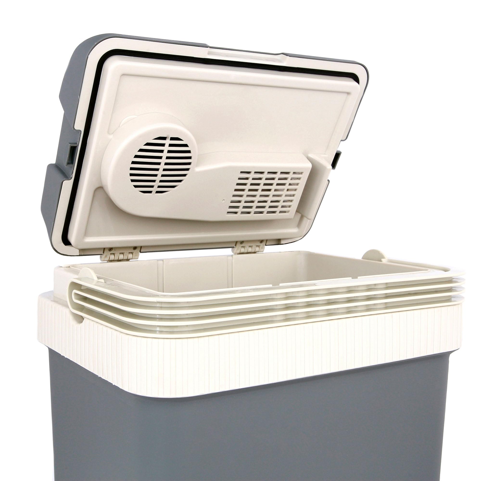 briebe Camp Nevera Portátil Eléctrica 21 litros, Coche, Camping, Viaje, 12V / 220V, Refrigera, Mantiene el Calor, Bajo Consumo, Gris, CF1151