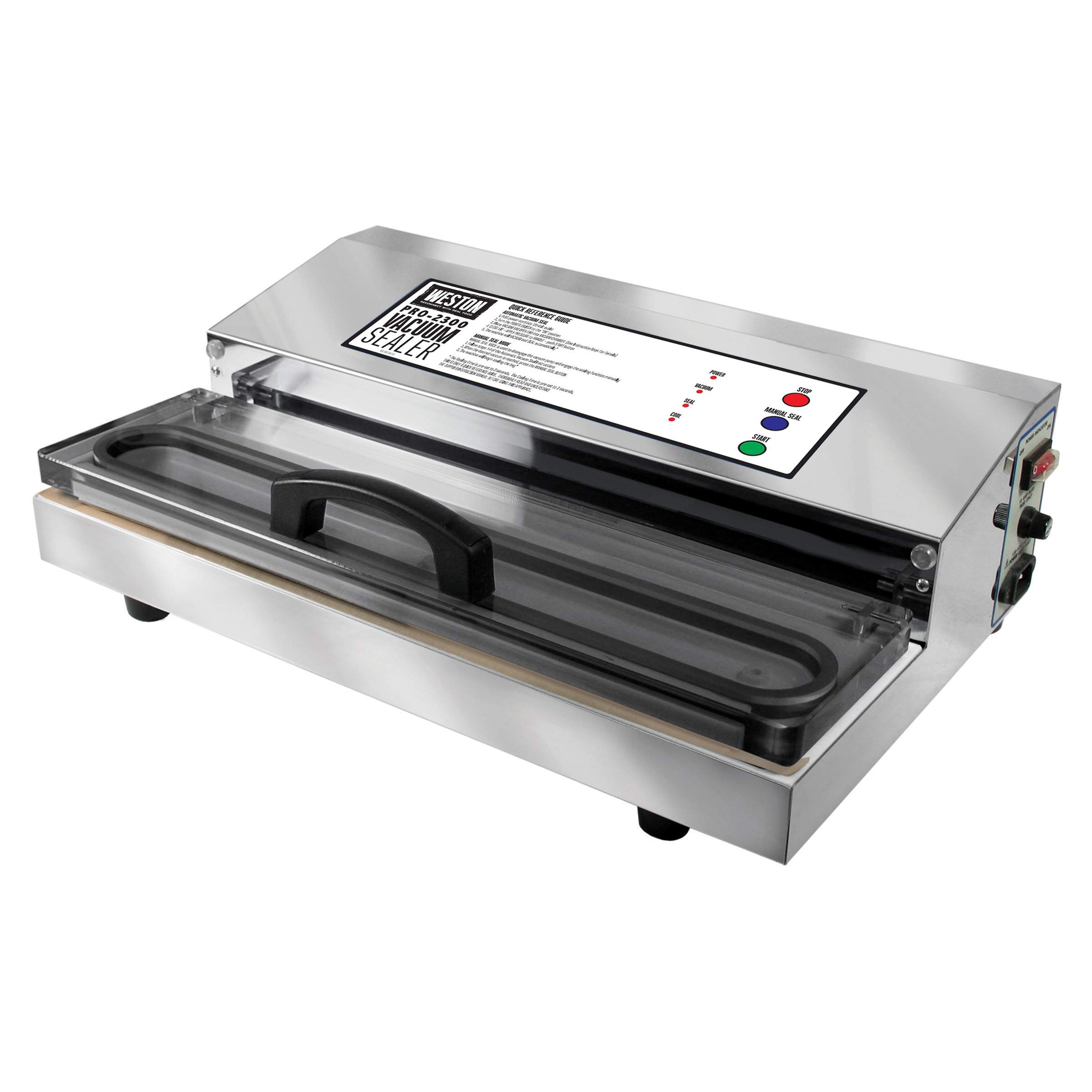 Weston Brands Vacuum Sealer Machine for Food Preservation & Sous Vide, Extra-Wide 5mm Bar for Sealing Bags up to 16" Wide, 935 Watts, Commercial Grade Pro 2300, Stainless Steel (65-0201)