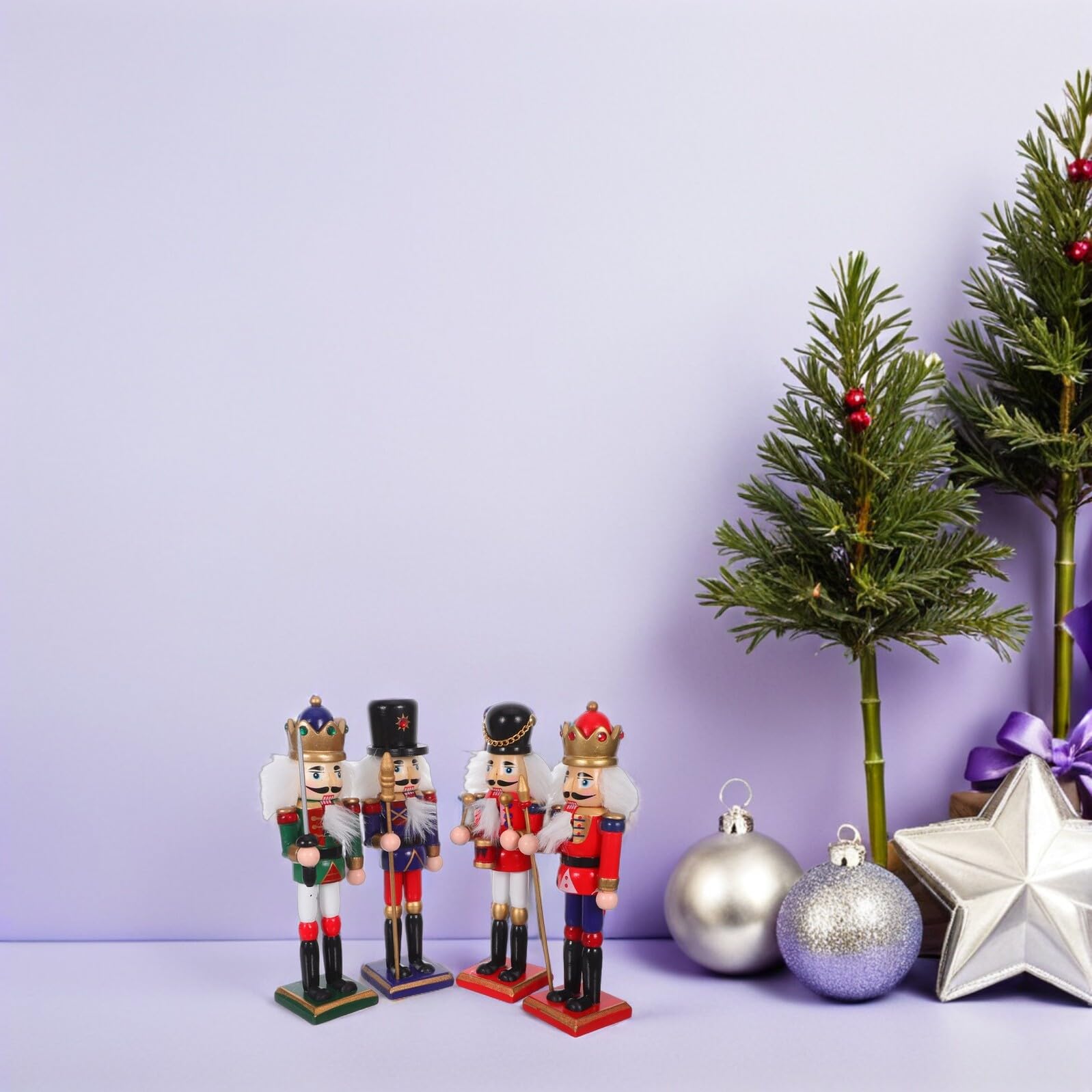 Angoily 4stücke Holz Nussknacker Figuren Weihnachten Deko Tischdeko Christbaum Ornamente Soldatenfiguren Hängend Walnuss Holzdekoration