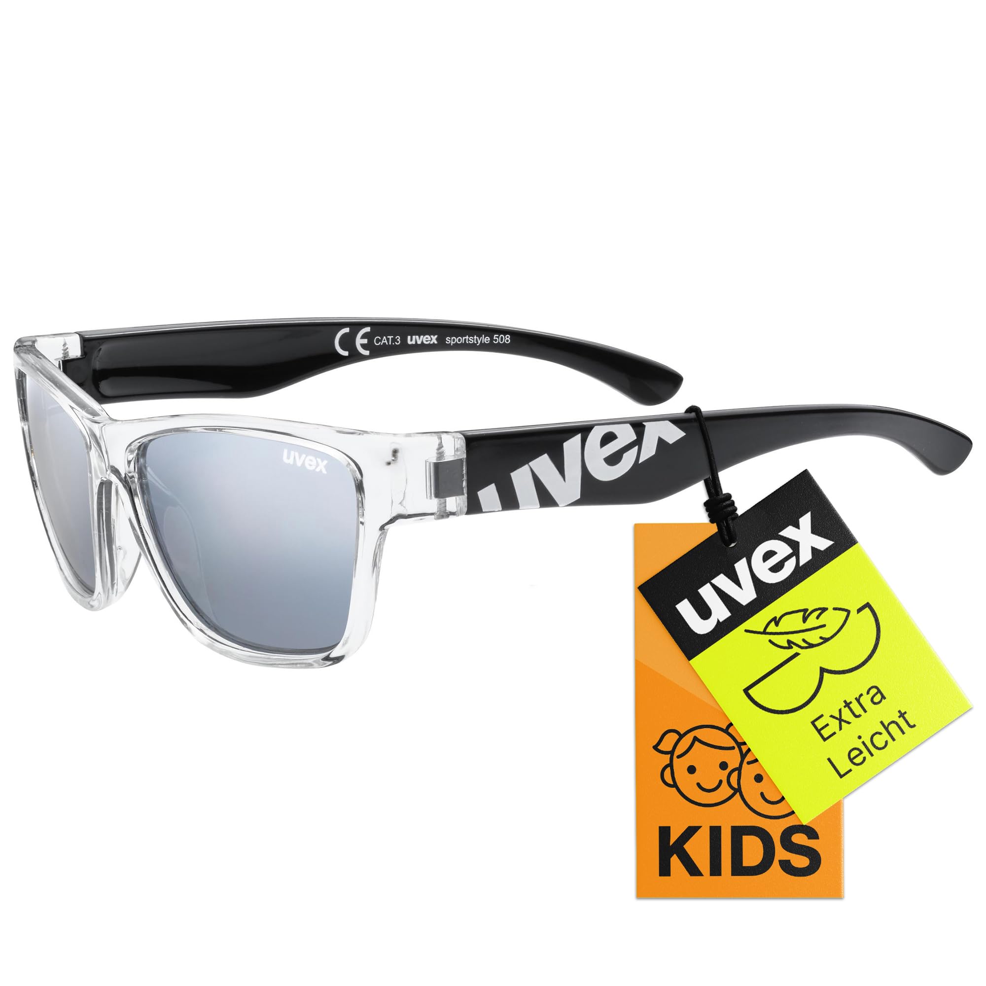 uvex sportstyle 508 - Sportbrille für Kinder - 100% UVA-, B, C Schutz - inkl. Kopfband - black clear - one size
