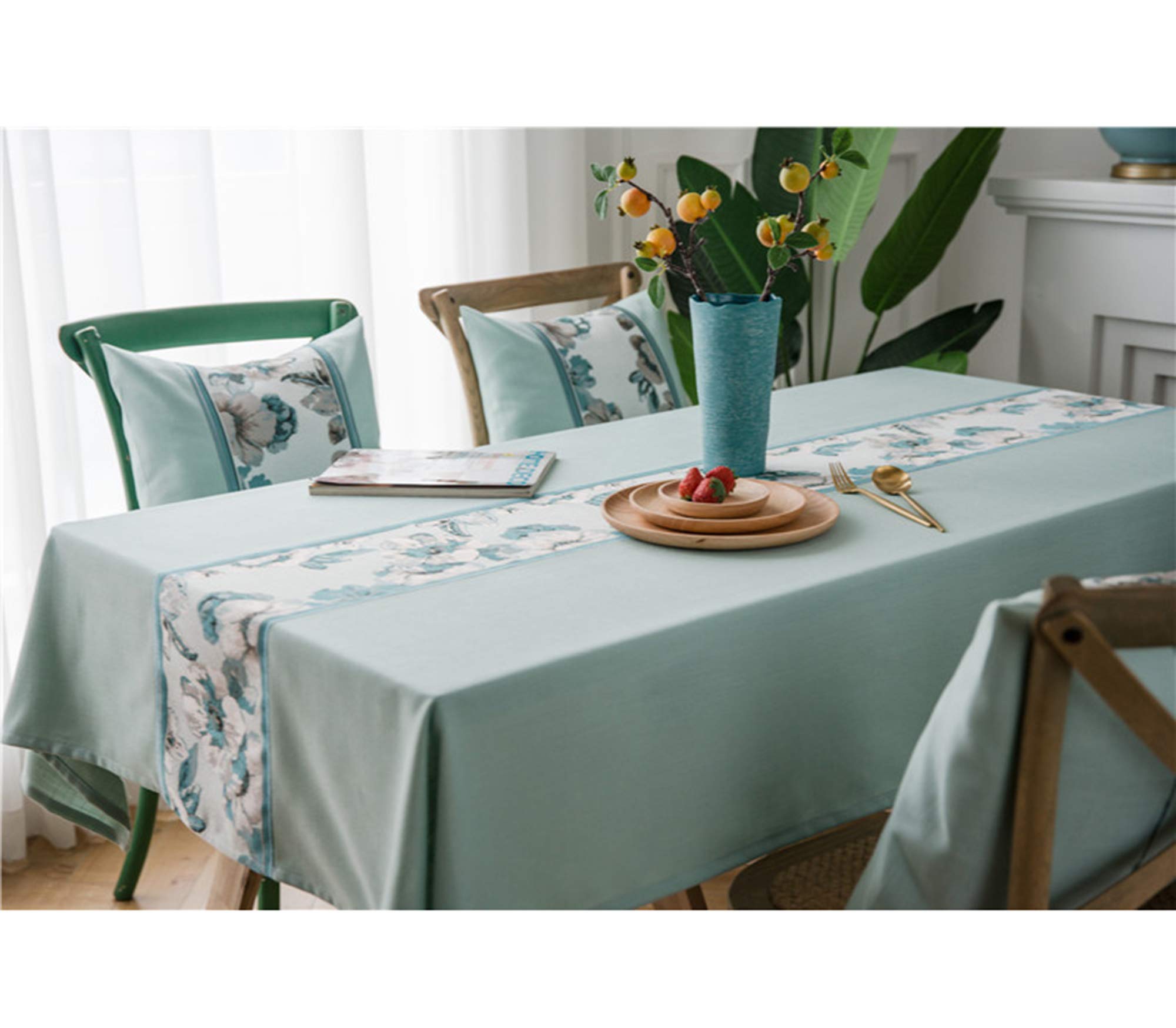 Tovaglia Rettangolare A Quadretti Verde E Bianco JIALE Con Nappe – Cotone E Lino, 139x228 Cm, Lavabile - 2