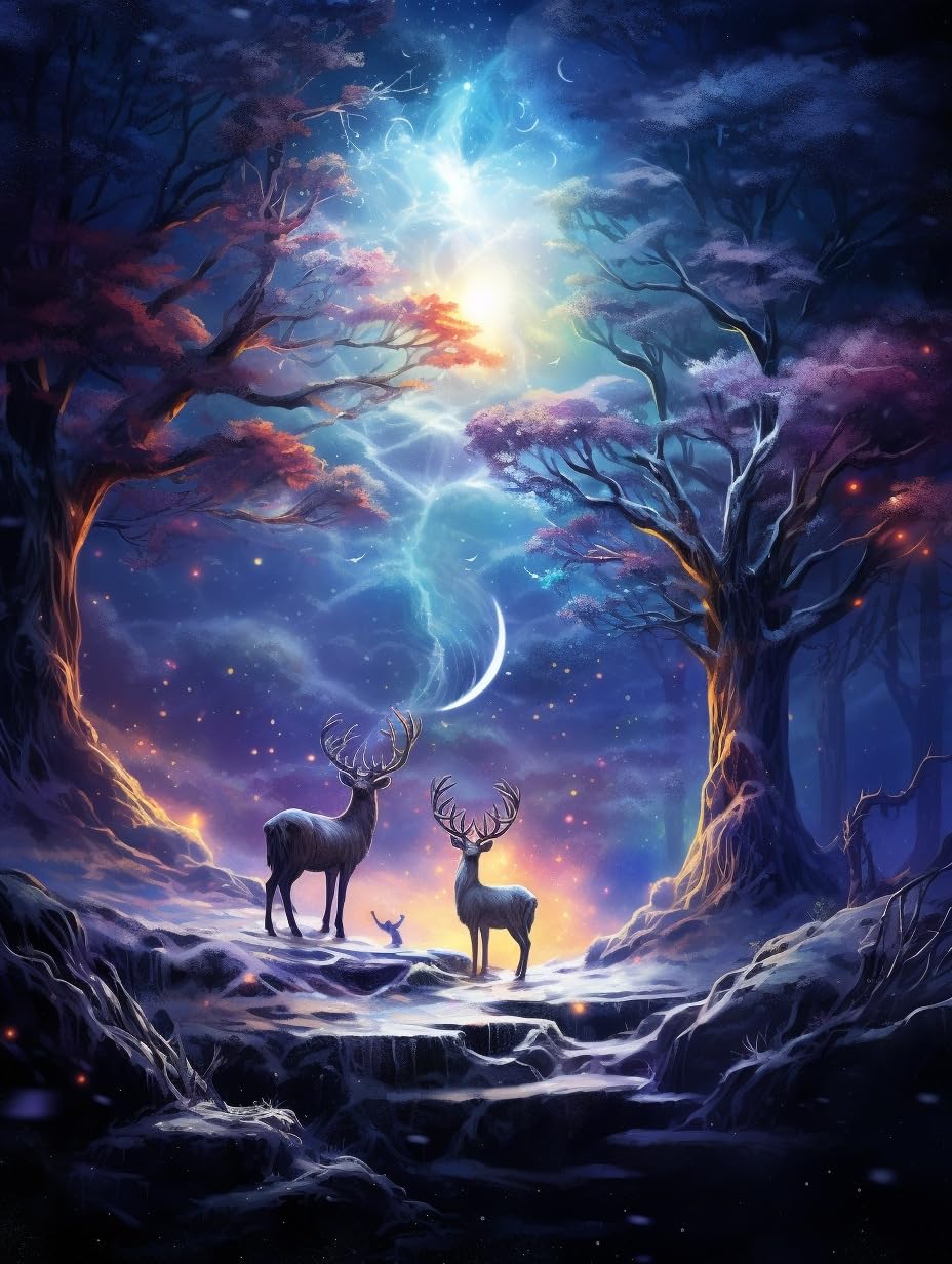 VAIIEYO 5D DIY Elk Diamond Art Kits Adults, Animal Diamond Painting, Paint with Round Full Drill Crystal Rhinestone Diamonds Gem Art for Home Wall Decoration Gift 12X16Inch-31 — image 1