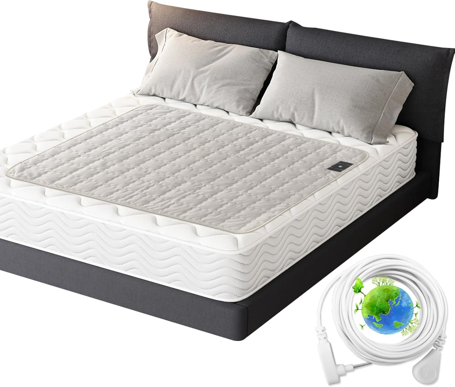 Grounding Mat Cotton Grounded Pad Silver Fiber Earth Connected Mat for Bed (35"x 50",Beige) Improves Sleep, Promotes Circulation