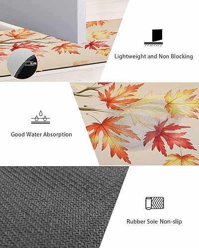 Miniatura 3 de Tapete de baño con hojas de arce otoñal para bañera, antideslizante, de secado rápido y absorbente, de tierra de diatomeas, fregadero de cocina,