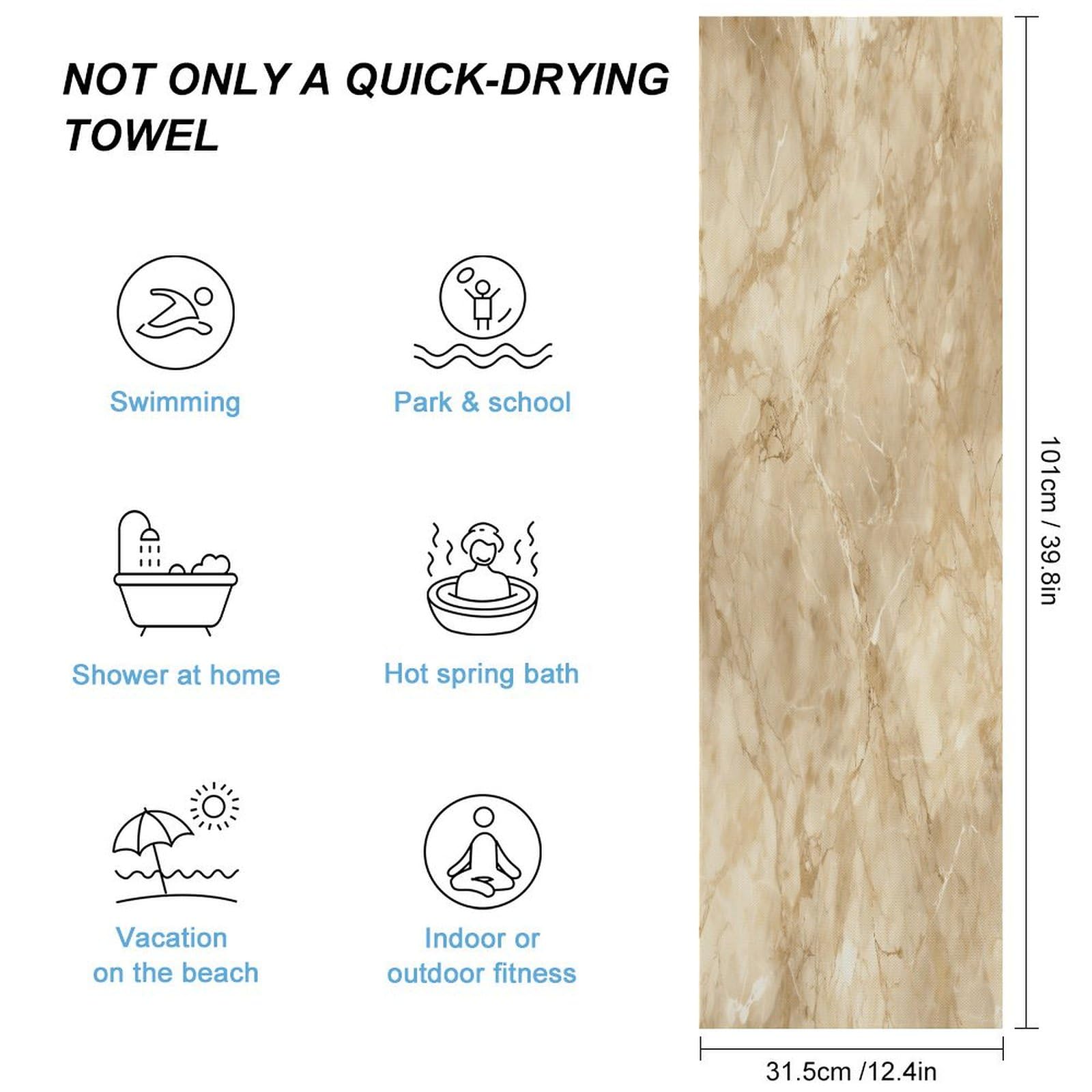 AQRJLPM Light Beige Marble Quick Dry Towel Cold Fabric Workout Sweat Towels Highly Absorbing Odor-Free Travel Towel for Hot Yoga Tennis Running Exercise Working Out Camping
