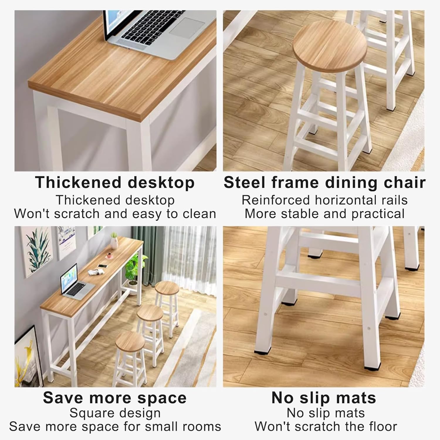 Modern Rectangular Bar Height Table,Narrow Side Table,Modern Wood Bar Table Set,for Small Space,Kitchen,Cafe.(Light Yellow,39.4x11.8x39.4in)