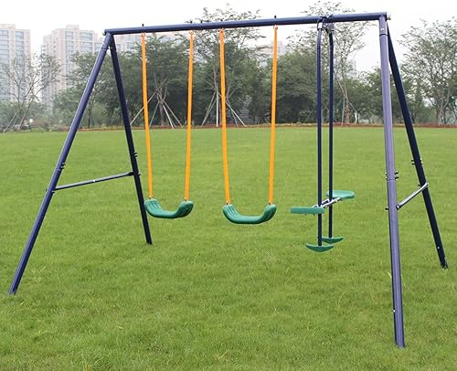 Juego de columpios para patio trasero al aire libre resistente con marco en A para niños pequeños