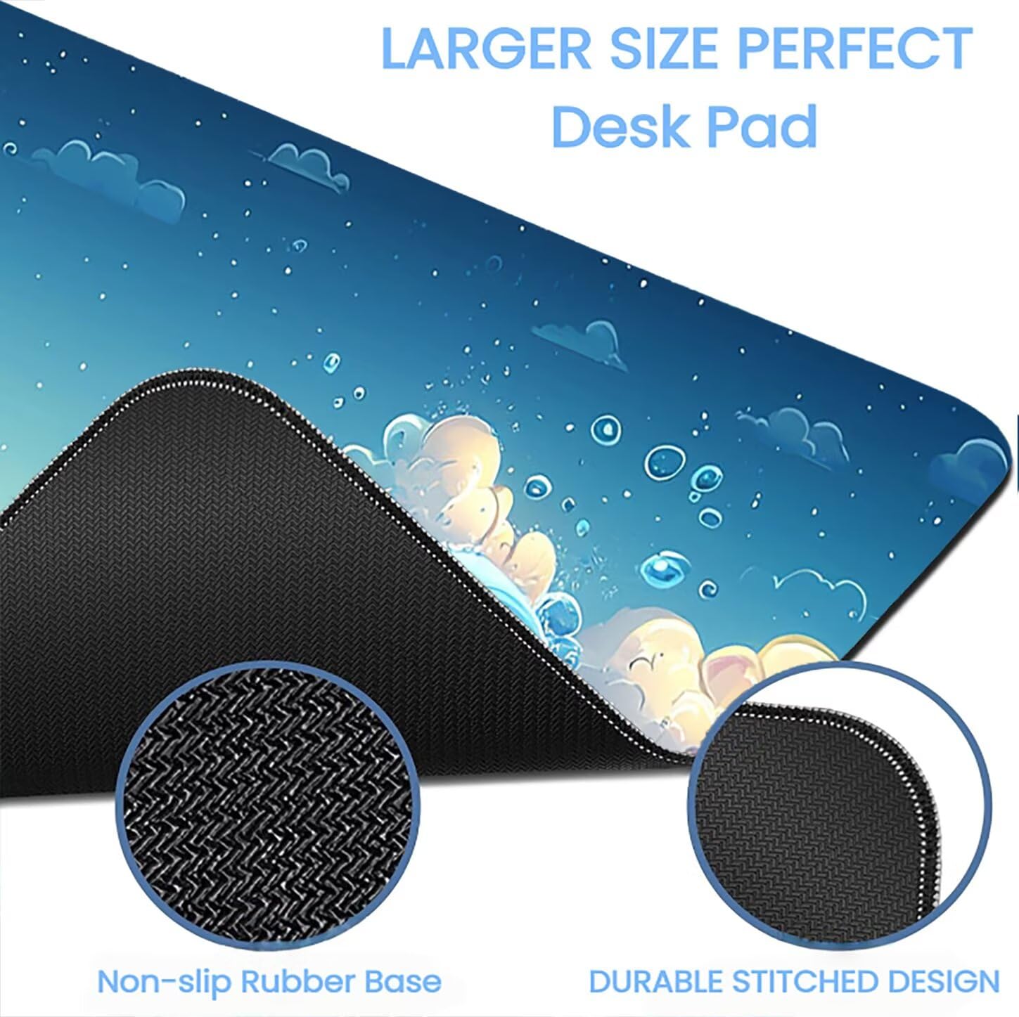 Lpfieonn Wellen Großes Schreibtischunterlage, XXL Schreibtischunterlagen, Landschaft XXL Wasserdicht Gaming Mousepad mit Vernähter Rand und Rutschfeste Gummibasis, für Hause/Büro 120x60cm PF-2649