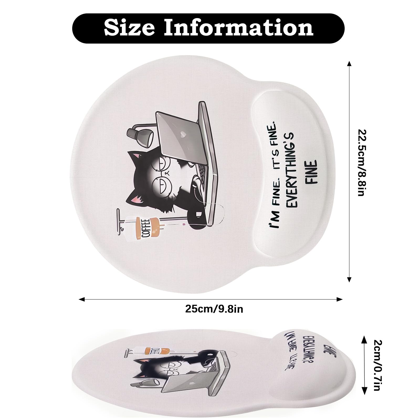 Tappetino per mouse ergonomico con supporto per il polso, base in gomma antiscivolo, silicone