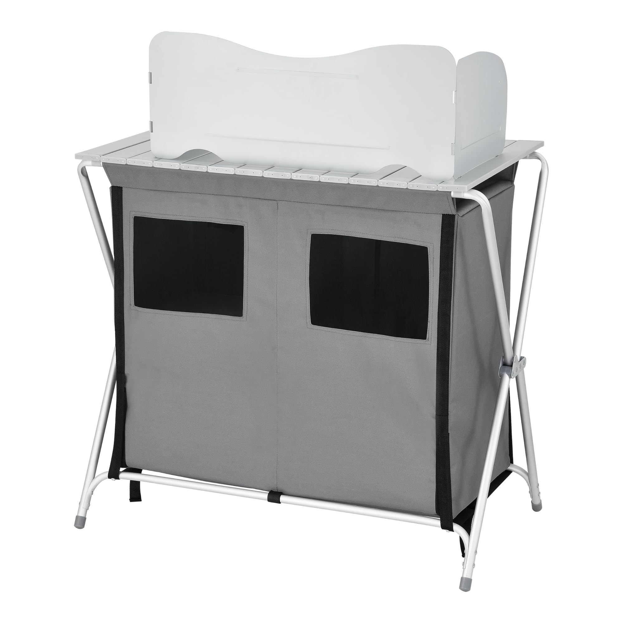 [en.casa] Szafka kempingowa 80 x 50,5 x 104,5 cm, kuchnia kempingowa z blatem roboczym i ochroną przed wiatrem, szafka podróżna, składana, kolor ciemnoszary