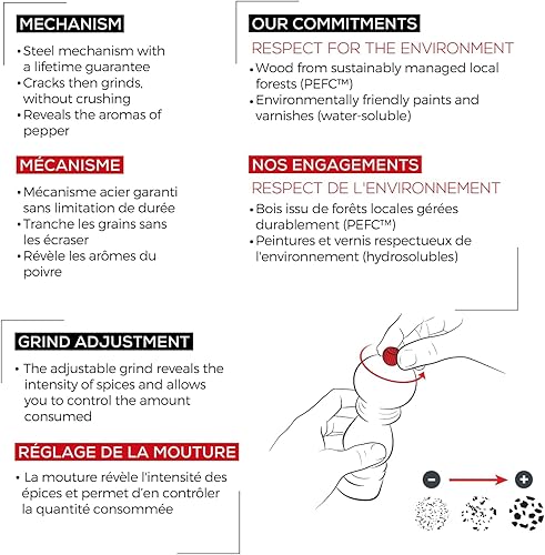 Miniatura 6 de Peugeot - Molinillo de pimienta manual Paris - Molinillo ajustable - Madera de haya, chocolate