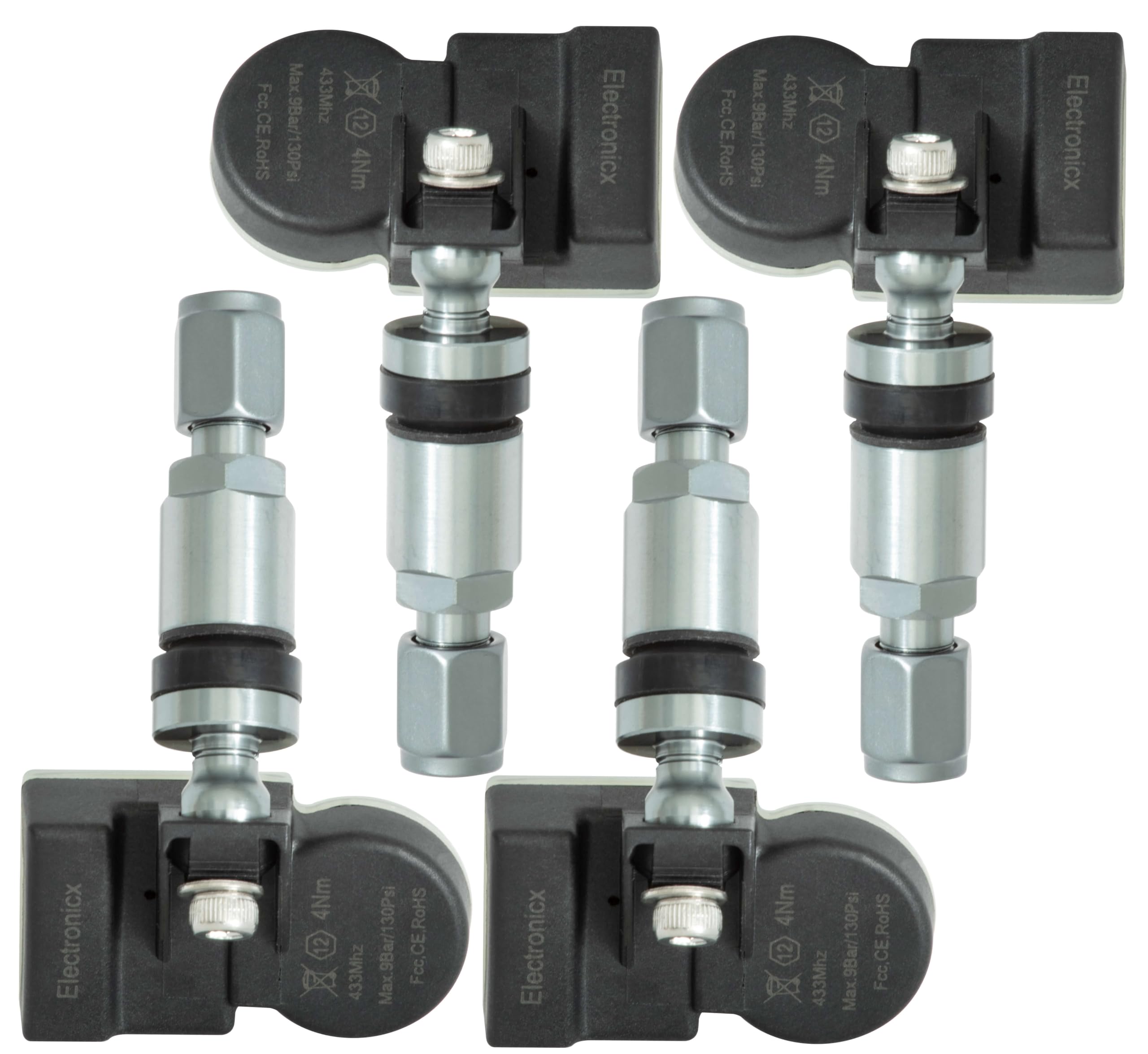 Lot de 4 capteurs de pression des pneus RDKS TPMS compatibles avec série 12.2006-10.2010 E88/E82 en aluminium argenté
