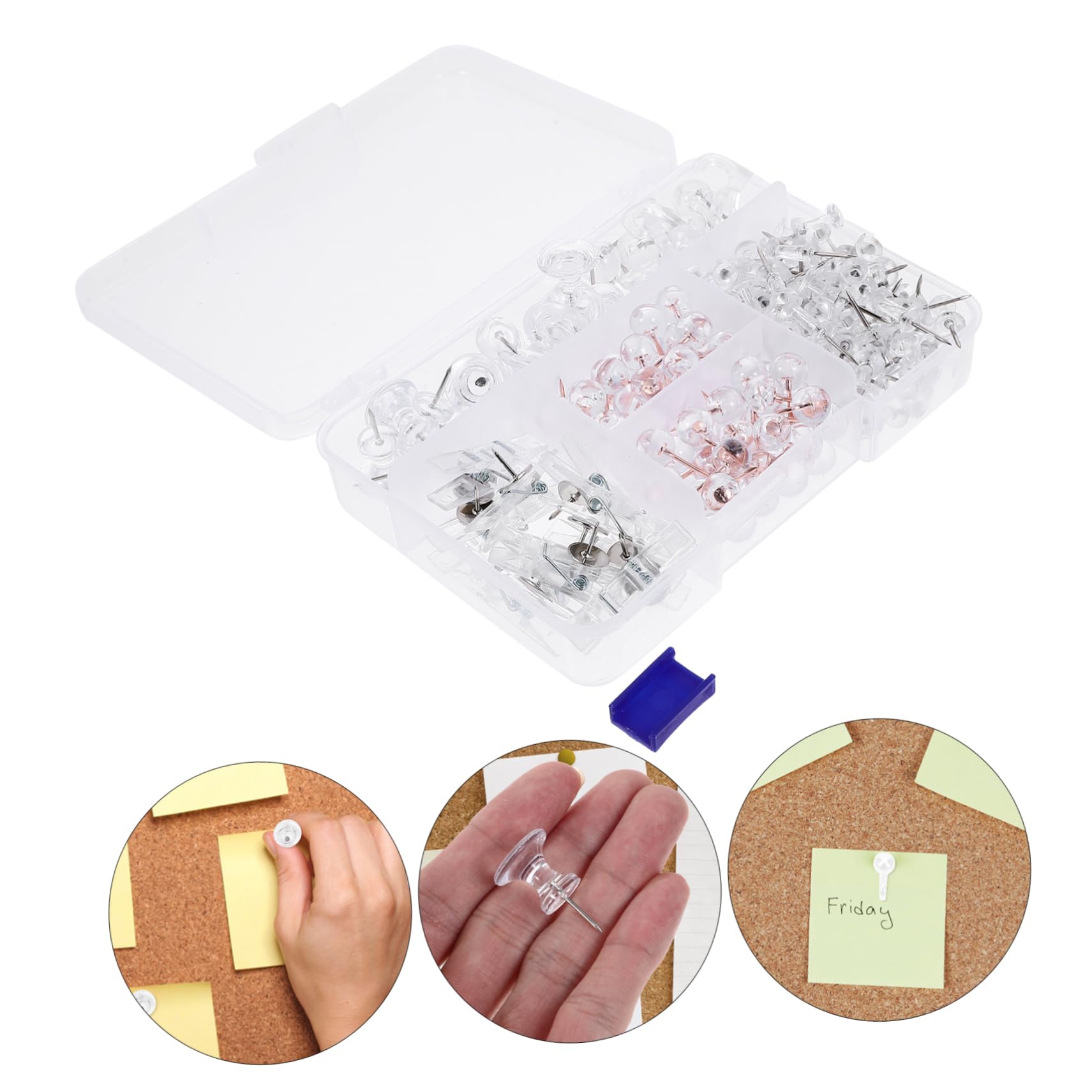 Uonlytech 4 Boîtes Broche de Bureau Tableau d'affichage Carte du Monde punaises de Bulletin pour Panneau de liège Planche Effacer Les punaises Punaise Pratique Petites Plastique