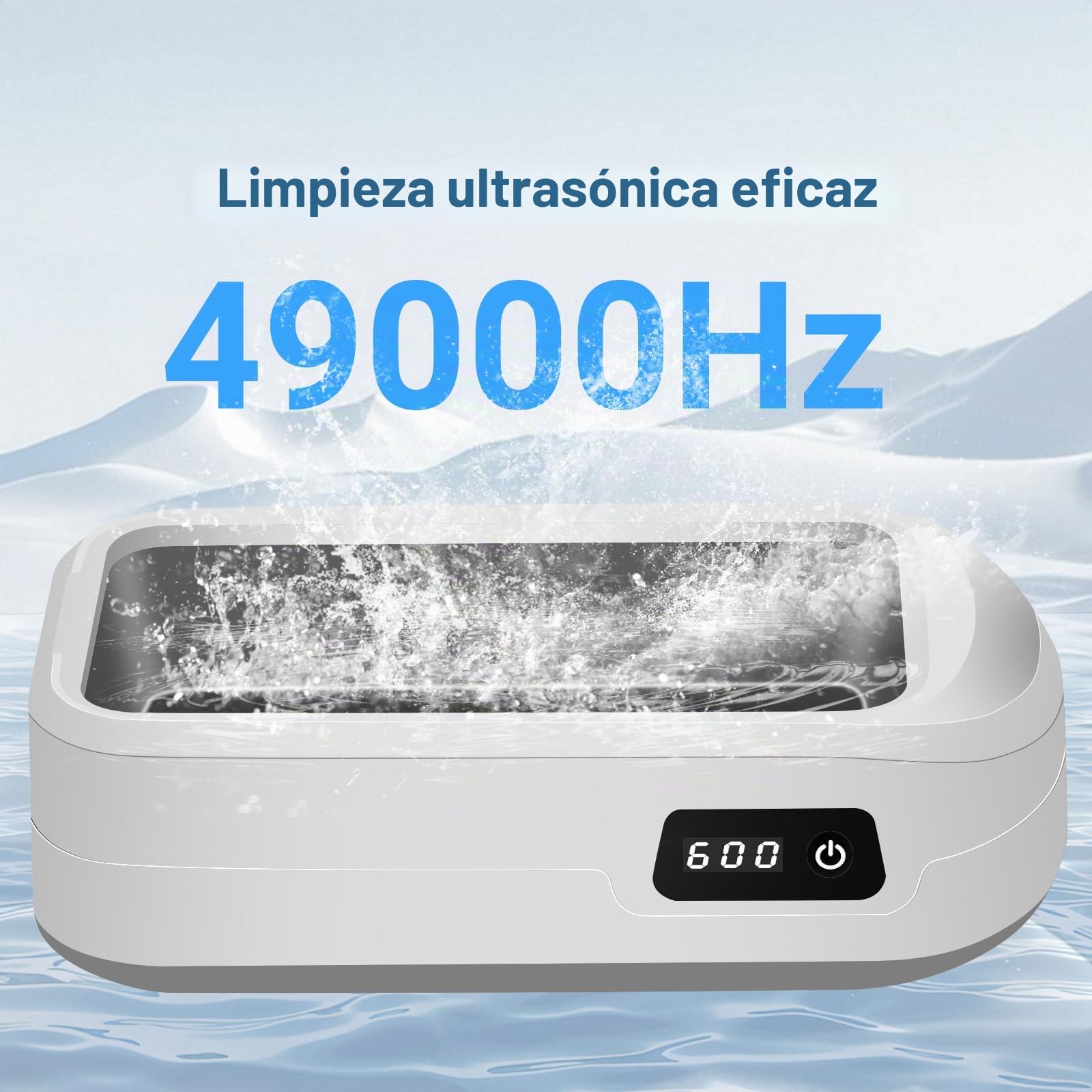 Ultrasonic Cleaner 49000Hz, 600ml Equipo De Limpieza De Gafas, Modo 4 Limpiador Ultrasonidos, Adecuado Para Gafas, Joyas, Relojes, Dentaduras Postizas, Monedas, Etc.