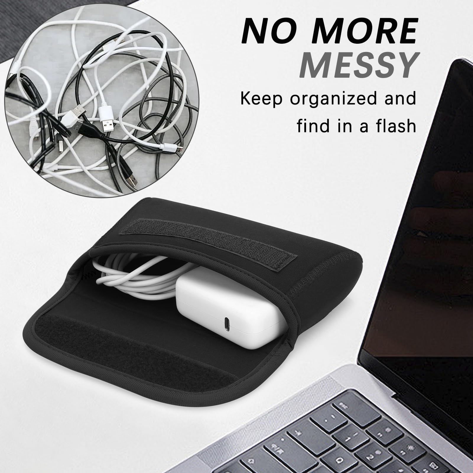 Piccola custodia tecnologica in neoprene, borsa organizer per cavi da viaggio, accessori elettronici, borse per il trasporto di alimentatori MacBook, power bank, mouse wireless, caricabatterie