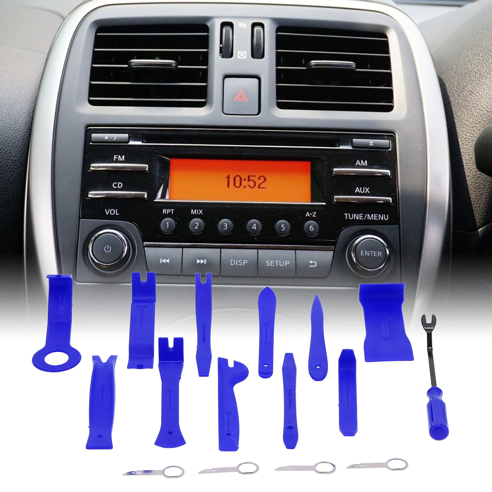 NDNCZDHC 16PCS Trim Removal Tool Kit No Scratch Car Trim Removal Tool Kit for Car Door Panel Instrument Desk Instrument Panel (Blue)