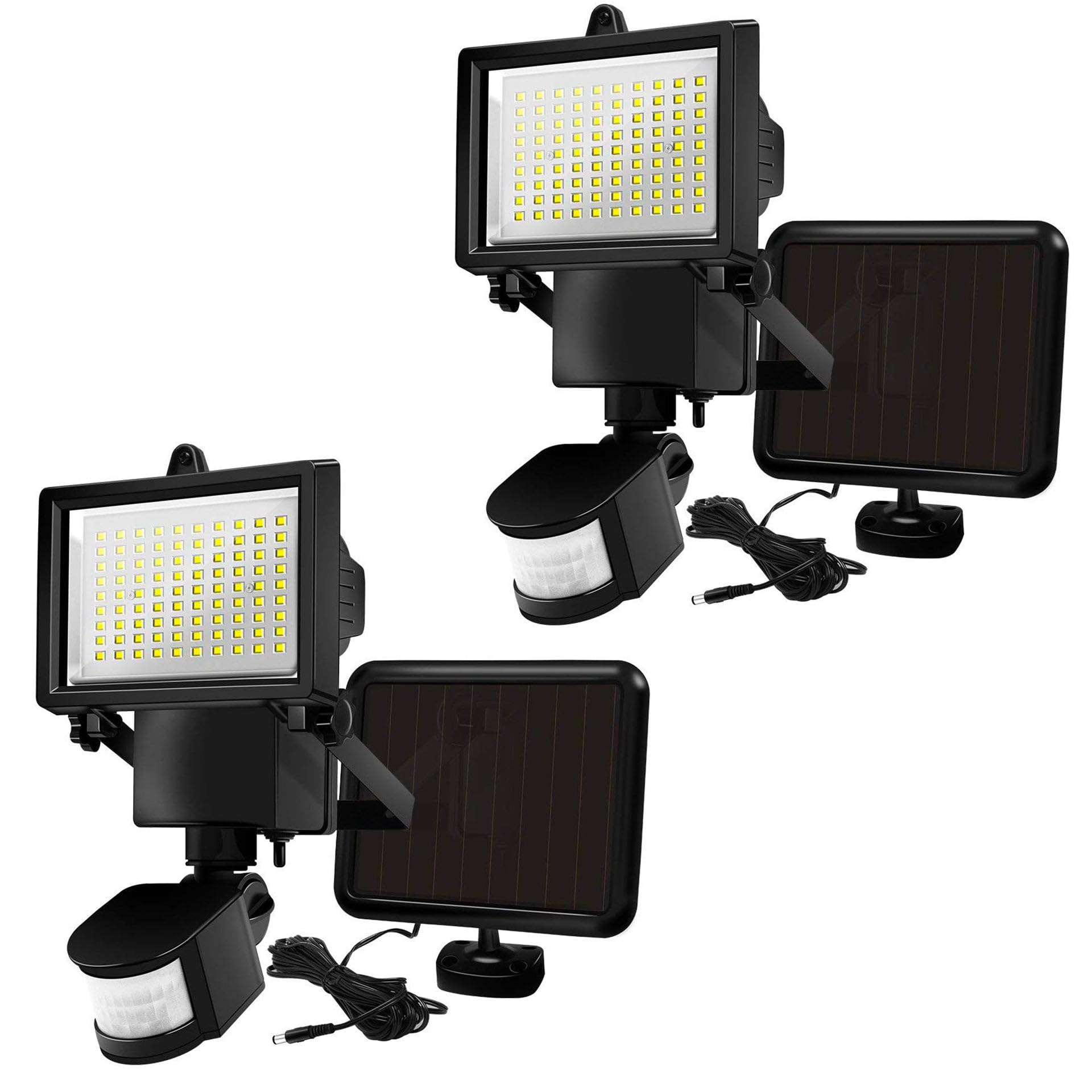 Lumisky Set di 2 faretti solari neri potenti pannelli solari deportati LED bianco COOPER BLACK H22cm con sensore di movimento orientabile
