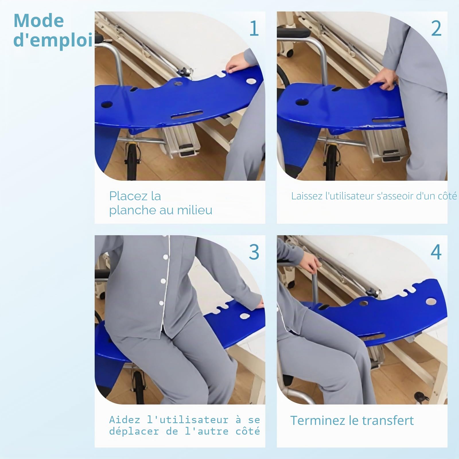CACAZI Planche à glisser, aide au glissement du patient, planche de transfert pour transférer les patients du fauteuil roulant au lit, aux toilettes ou dans la voiture, planche antidérapante avec