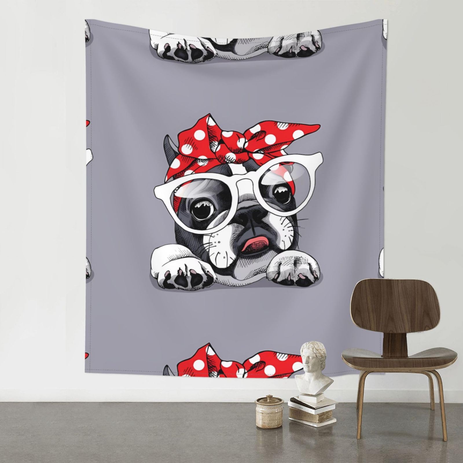 HJFCZH Dog Prints Wall Tapestry 60x51in – Boho Decor Throw for Bedroom, Dorm, Beach Cover & Picnic Blanket