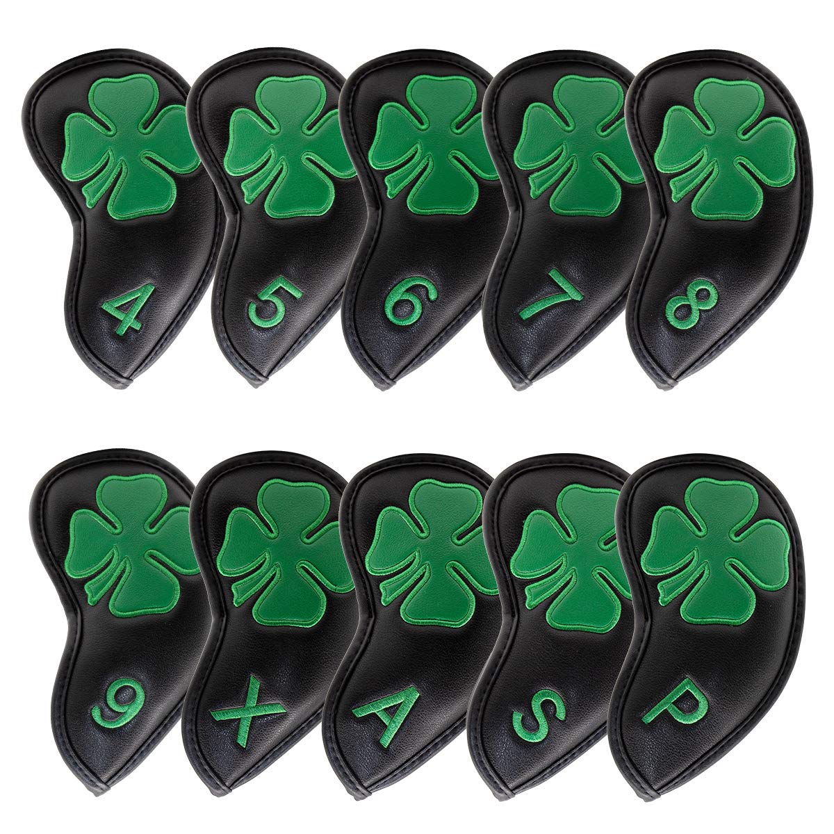 Golf Iron Covers,Golf Iron Head Covers Leather Golf Iron Covers Set 10pcs Golf Iron Headcovers,Golf Club Head Covers for Iron with Magic Tape Fit All Brands Titleist,Callaway,Ping,Taylormade Clover Se