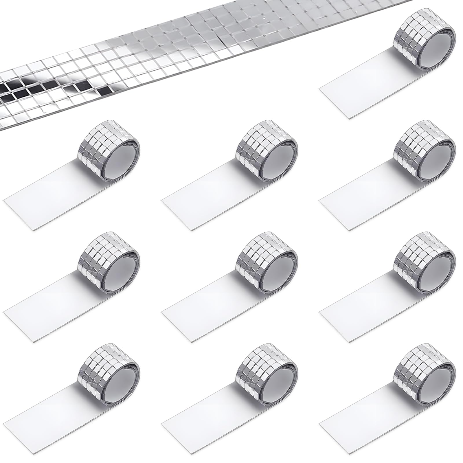MaehSab 3000 Pieces Self-Adhesive Mirrors Mosaic Tiles, Glass Mirror Wall Sticker, Square Glass Mosaic Stickers Mini Mirror Stickers for DIY Disco Party DIY Decor (5 x 5 mm, Silver)