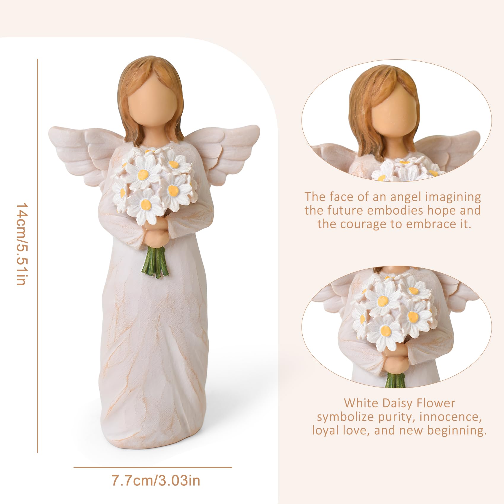 New Beginnings Gifts for Women, Congratulations Gifts for New Job, Graduation, Promotion, Retirement, Leaving Farewell Gift for Coworker, Hand-Painted Daisy Decor Angel Figurines for Women