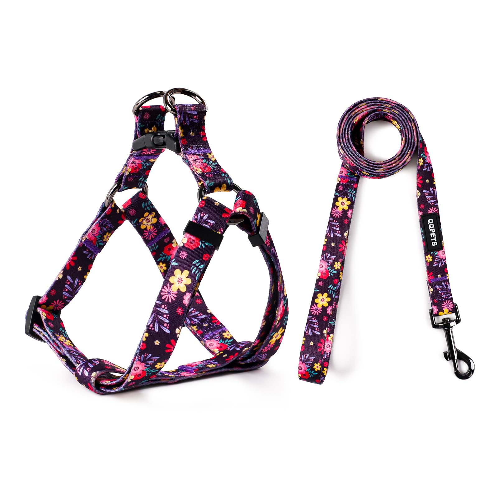 QQPETS Dog Harness Leash Set Adjustable Heavy Duty No Pull Halter Harnesses for Small Medium Large Breed Dogs Back Clip Anti-Twist Perfect for Walking — image 1
