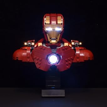 LightGo LED Kit for Iron Man MK4 Bust Compatible with Lego 76327 | Lighting Only-Bricks Set Not Included
