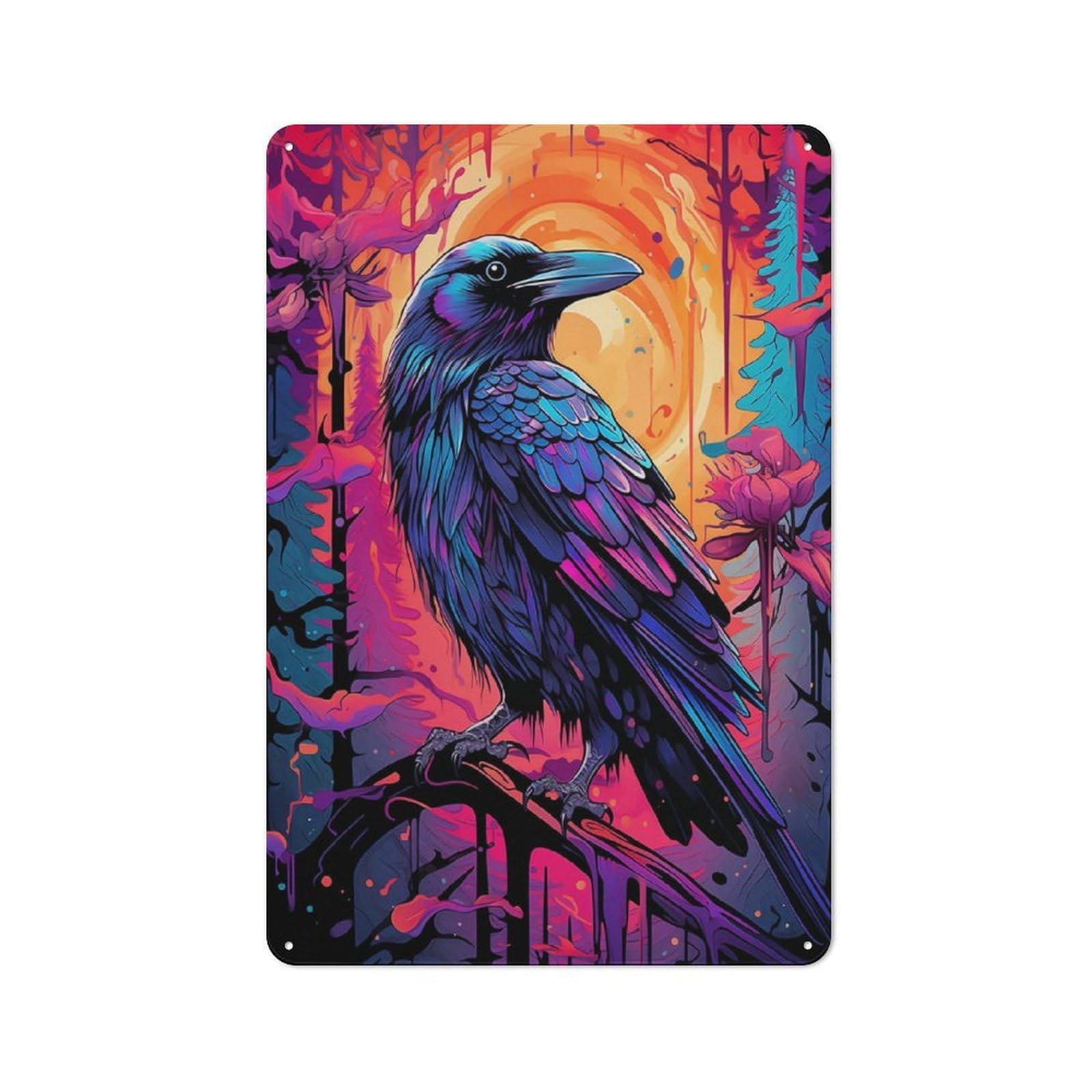 Junmoney Crow Ravens Ink Rustic Tin Wall Plaque 30X20cm For Kitchen Or Home Bar, A Winter Wall Decor Update For Kitchen Decor Lovers