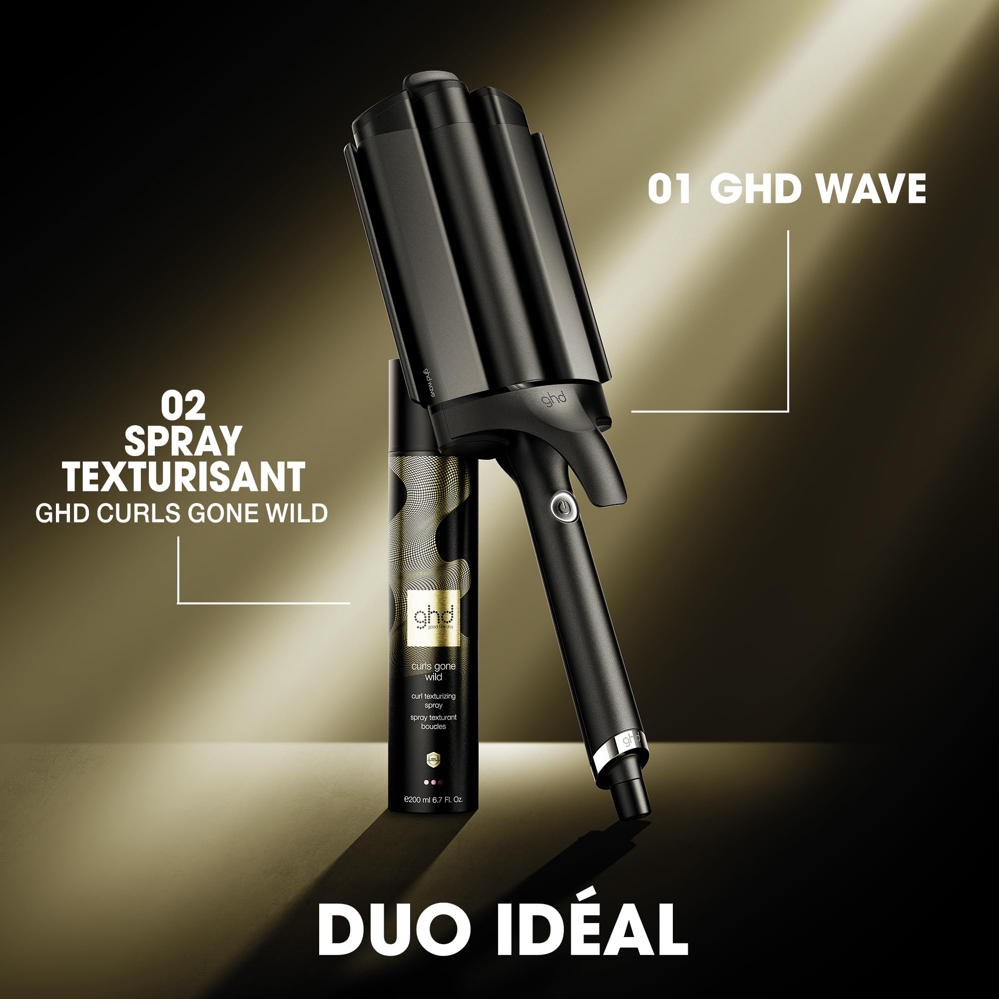 ghd - Boucleur ghd Wave - Boucleur professionnel (Noir) - Triple Waver - Créez des beach waves longue tenue en 3 à 5 secs - Wavy sirène facile et rapide - Idéal tous types de cheveux et longueurs