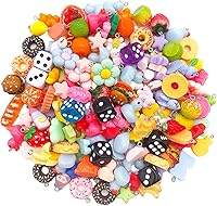 QERPON 20pcs Assorted Colorful Resin Charms - Animal Fruit Food Pendants for Jewelry Making Necklace Bracelet Crafts