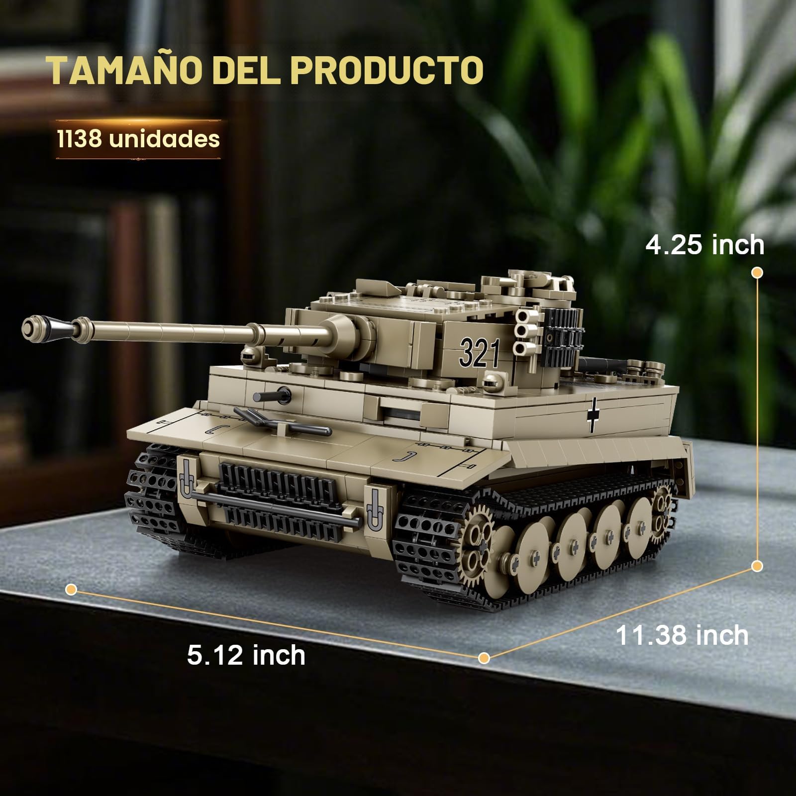 Reobrix Kit de Construcción de Tanque Tigre I, World of Tanks Modèle 77031 | Maqueta de Tanque Tigre I, Modelo de Vehículo Militar 1:28, Kit de Modelismo de Tigre I, Regalo Modelo de Tanque, 1138 Piezas