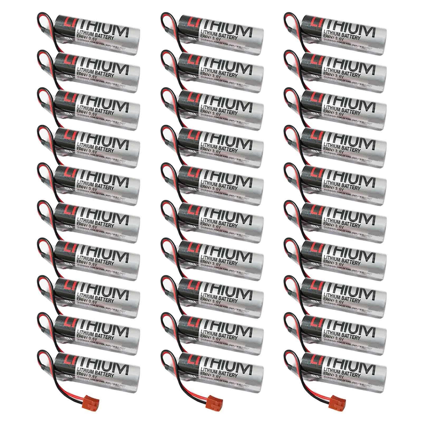 [30 Pack] ER6VCT ER6V/3.6V PLC Battery for Robot OTC, 2000mAh with Small Brown Plug