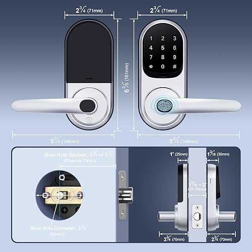 Miniatura 7 de Cerradura de puerta inteligente con mango y teclado cerradura de puerta de entrada sin llave Dermum Keypad digital para puerta delantera, bloqueo
