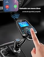 Vista 4 de [versión más reciente LED transmisor FM], Nulaxy transmisor de radio FM inalámbrico por Bluetooth para el coche, Negro