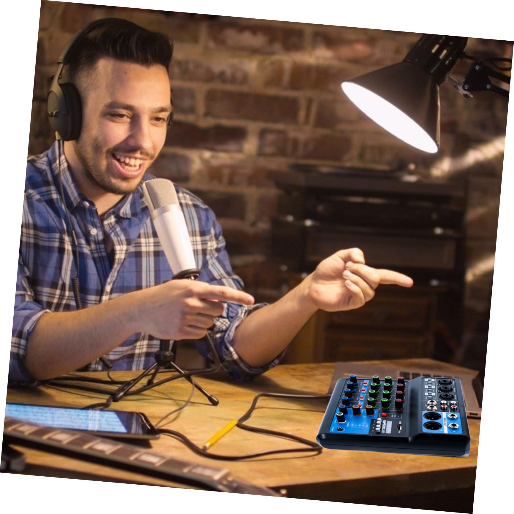 MAGICLULU Mezclador y Conexión USB de Audio Profesional para Computadora de 5 Canales Procesamiento de Voz para Chat de Voz y Enseñanza en Línea