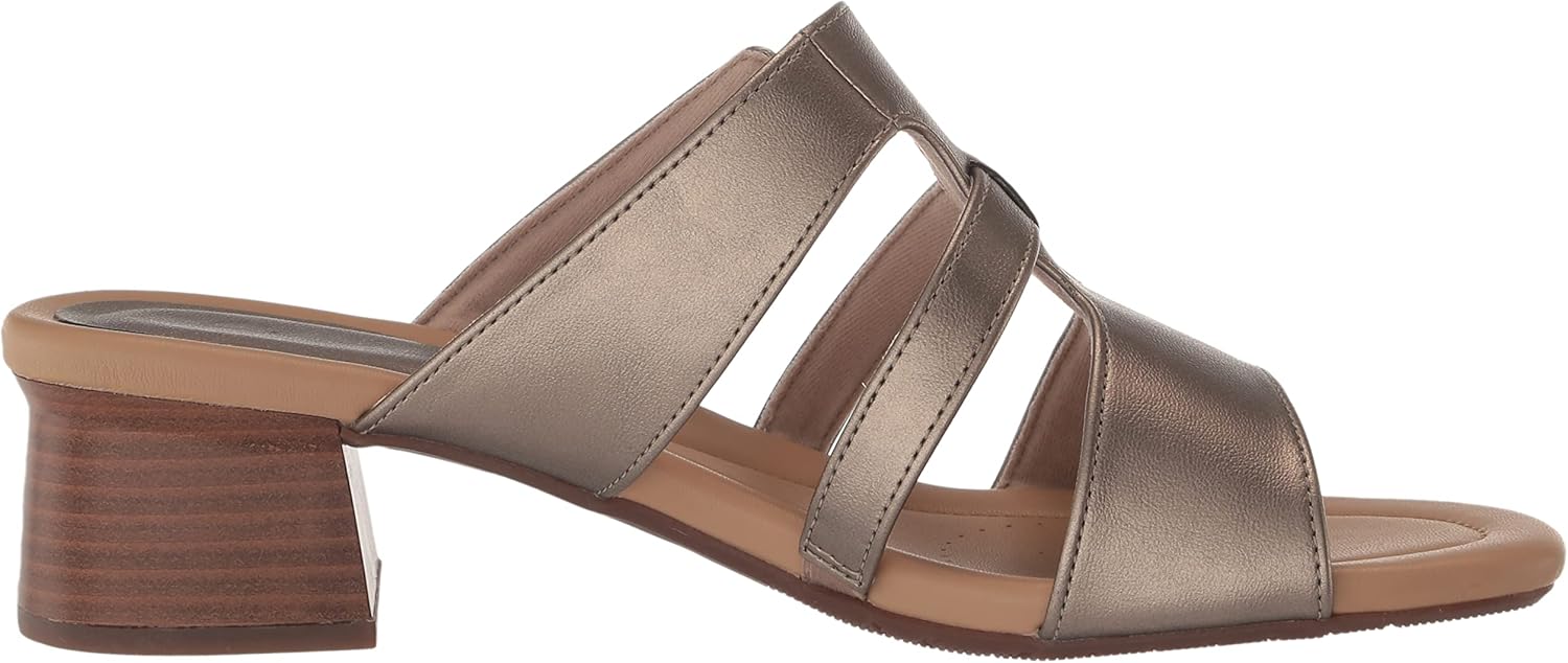 Clarks Women's Desirae Palm Heeled Sandal, Bronze Metallic Textile, 7.5 Wide US - Image 6