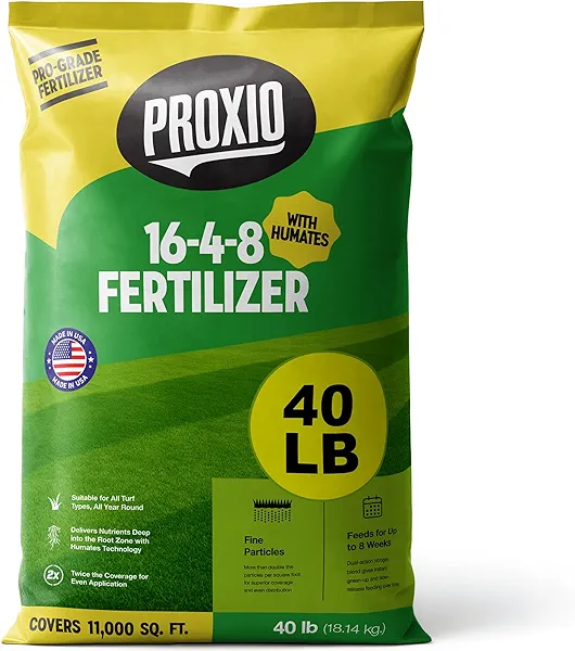 Fertilizer - 16-4-8 Lawn Fertilizer for Grass, 11,000 sq ft, Works with Most spreaders Suitable for All Turf Types (40lb)