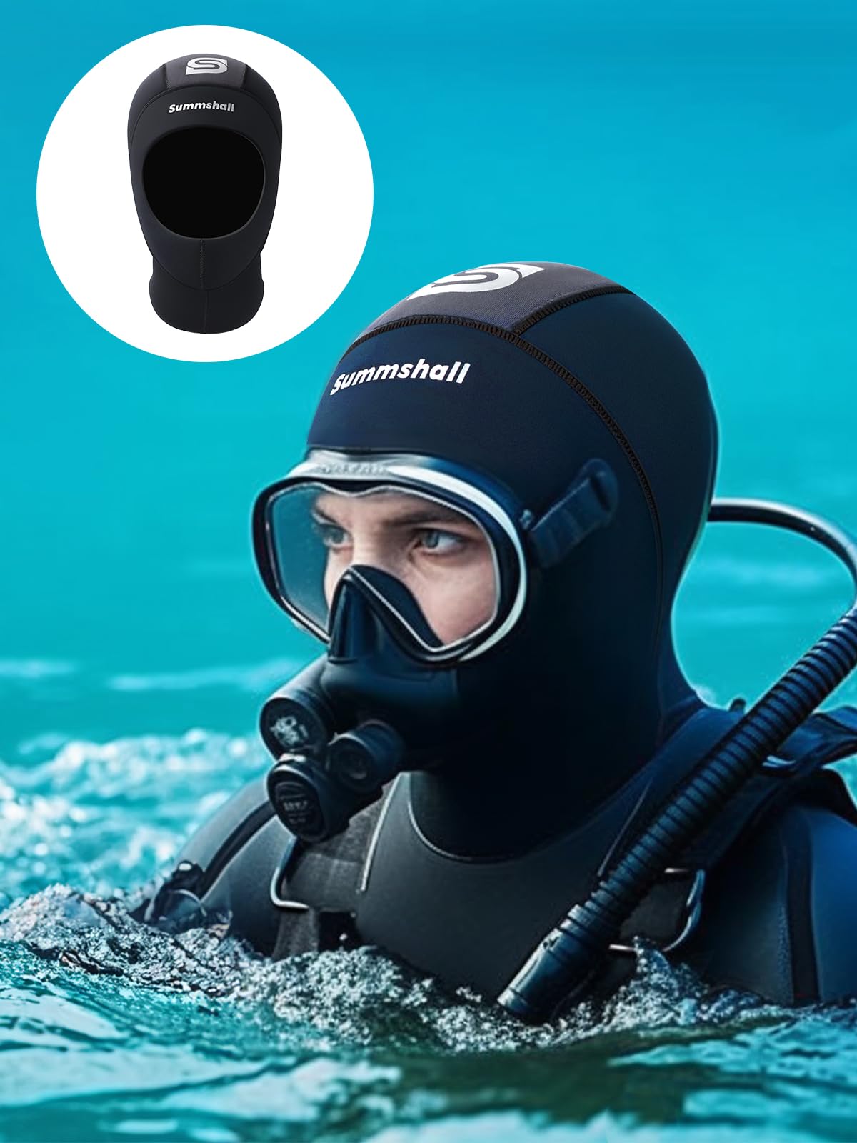 Summshall 3mm/5mm Neoprene Dive Hood - Super Stretchy & Warm For Snorkeling, Surfing, Swimming