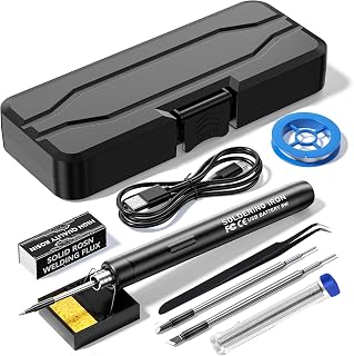Mini Cordless Soldering Iron Kit,USB Wireless Electric Soldering Iron Pen 10-in-1,3 Temperature Adjustment,Portable and Rechargeable for Home Appliance Repair,Electronic Components,DIY(Black)
