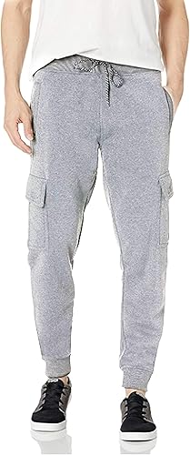 WT02 Pantalones deportivos de forro polar con bolsillos tipo cargo para hombre