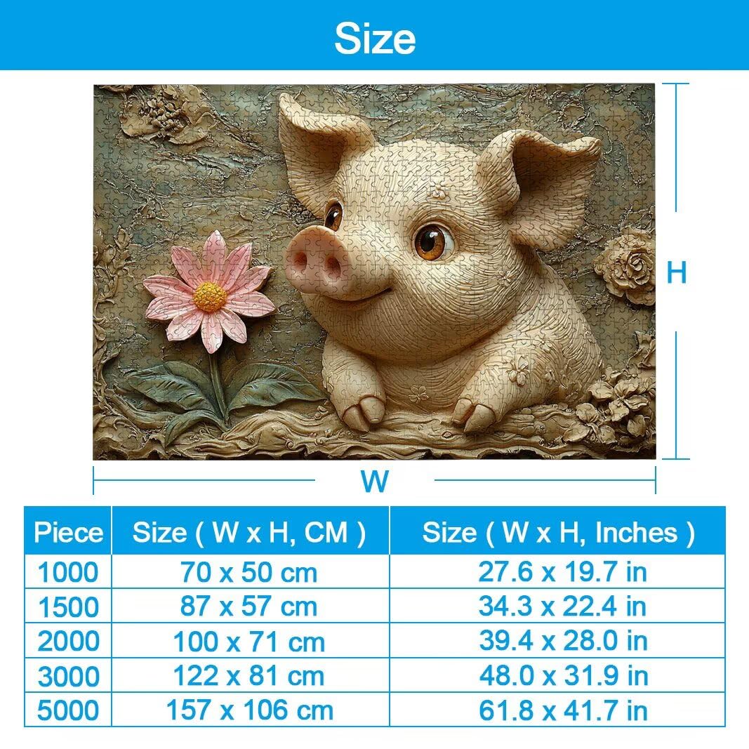 Puzzle 5000 Piezas, Puzzle Cerdo de Madera para Adultos, Regalos -2570