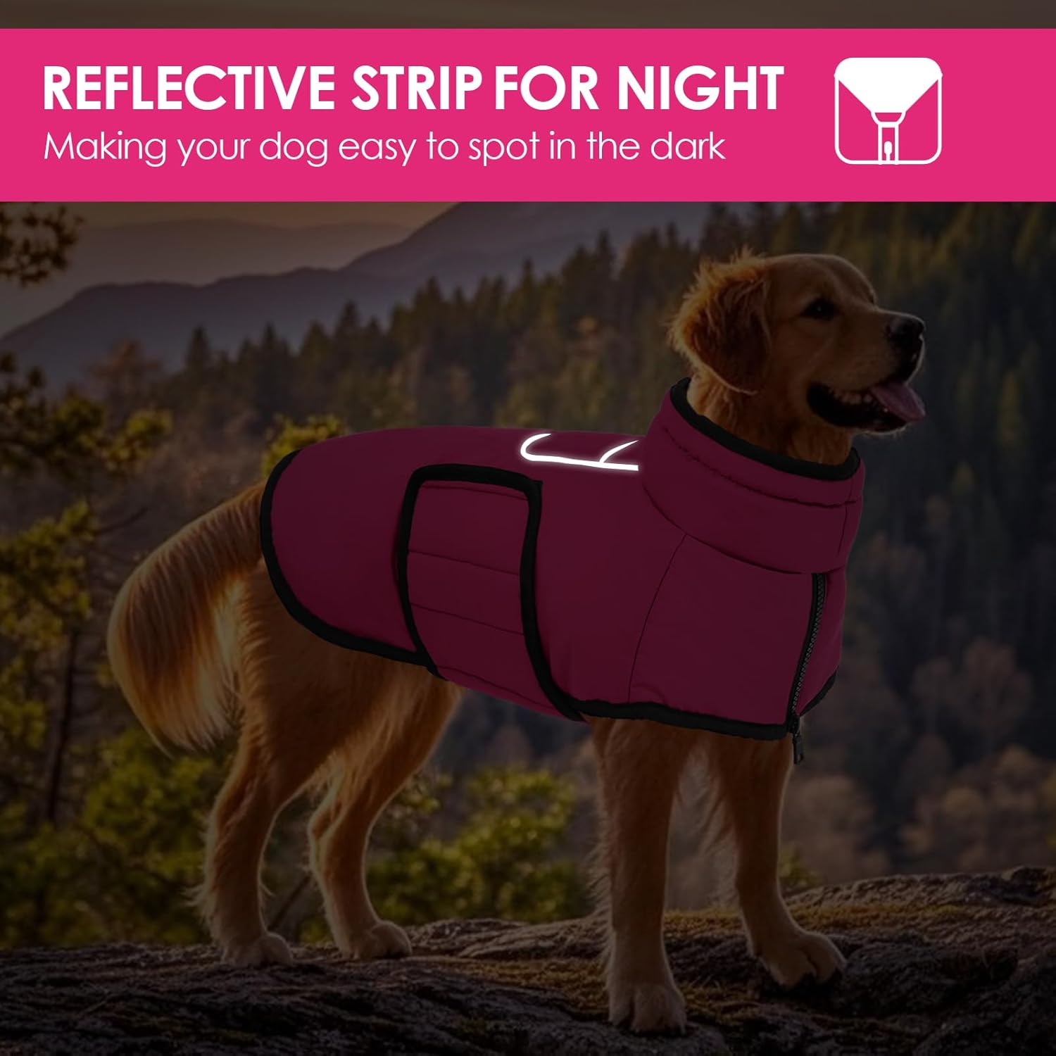 AOFITEE Large Dog Coat, Waterproof Dog Jacket, Dog Winter Coat with Harness Hole & High Collar, Warm Fleece Dog Snow Jacket for Cold Weather, Reflective Dog Snowsuit for Large Dogs, Great Dane, XXXL