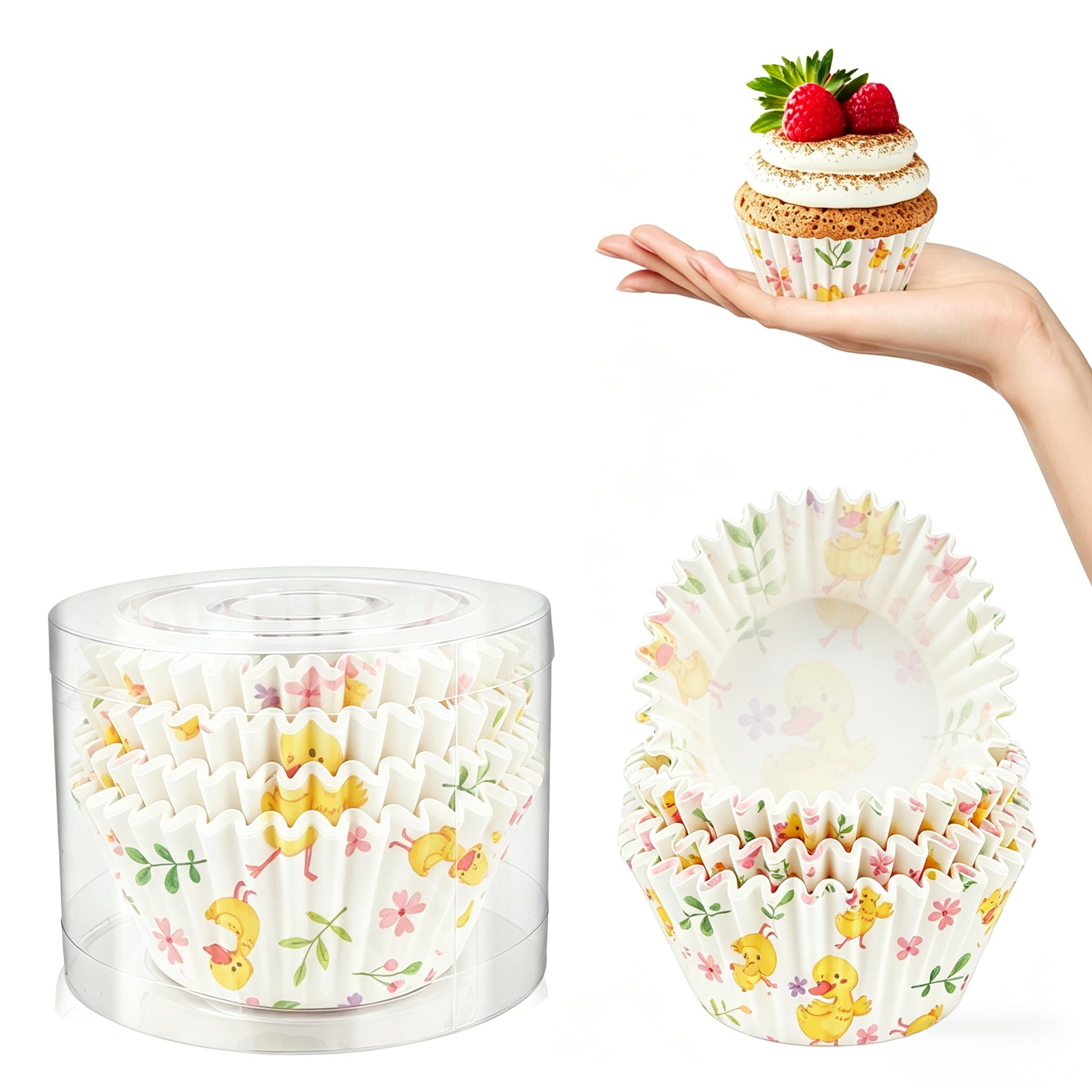 Kiopdse Ducks Cupcake Cases,100 pcs Muffin Cases,Cupcake Wrappers,Paper Cupcake Liners,Paper Muffin Cupcake Liners,Muffin Baking Cups,Paper Baking Cups,Cupcake Papers,Standard Size 2x1.25inch