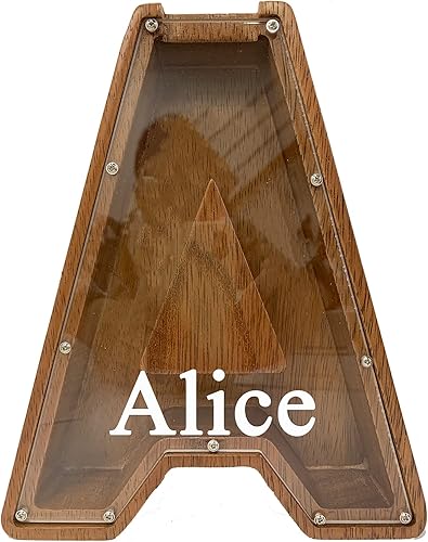 Vista 108 de Alcancía grande de madera personalizada para niños, alcancía con nombre personalizado, alcancía (nombre grabado láser) letras del alfabeto